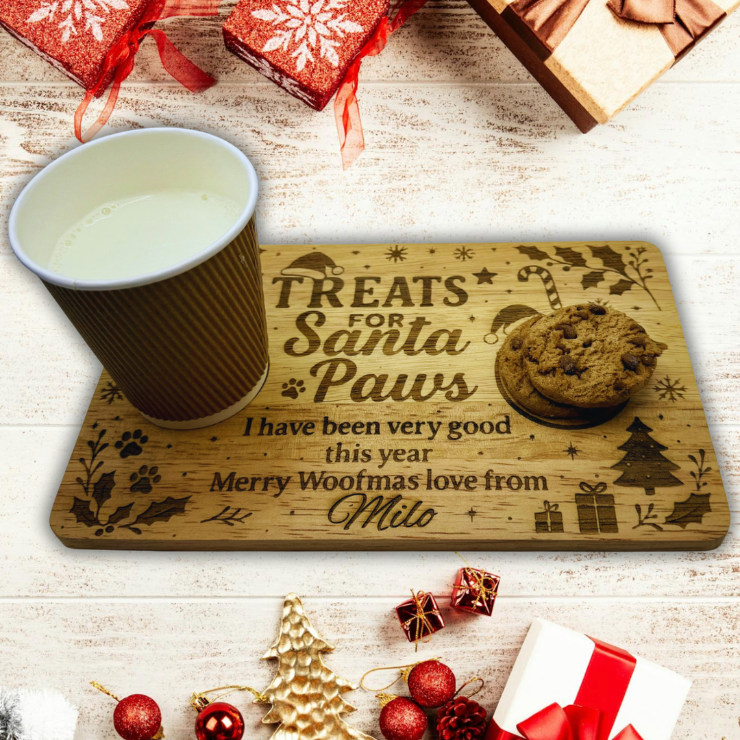 Personalised Santa Paws Christmas Eve Board / Plate