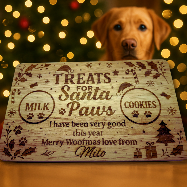 Personalised Santa Paws Christmas Eve Board / Plate