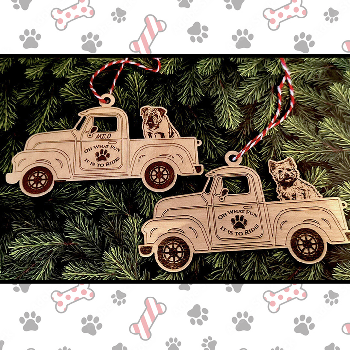 Dog Christmas Truck Personalised Baubles