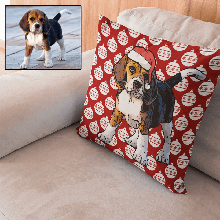 Christmas Cushion - Custom Oil Painting Christmas Cushion Of Your Pet