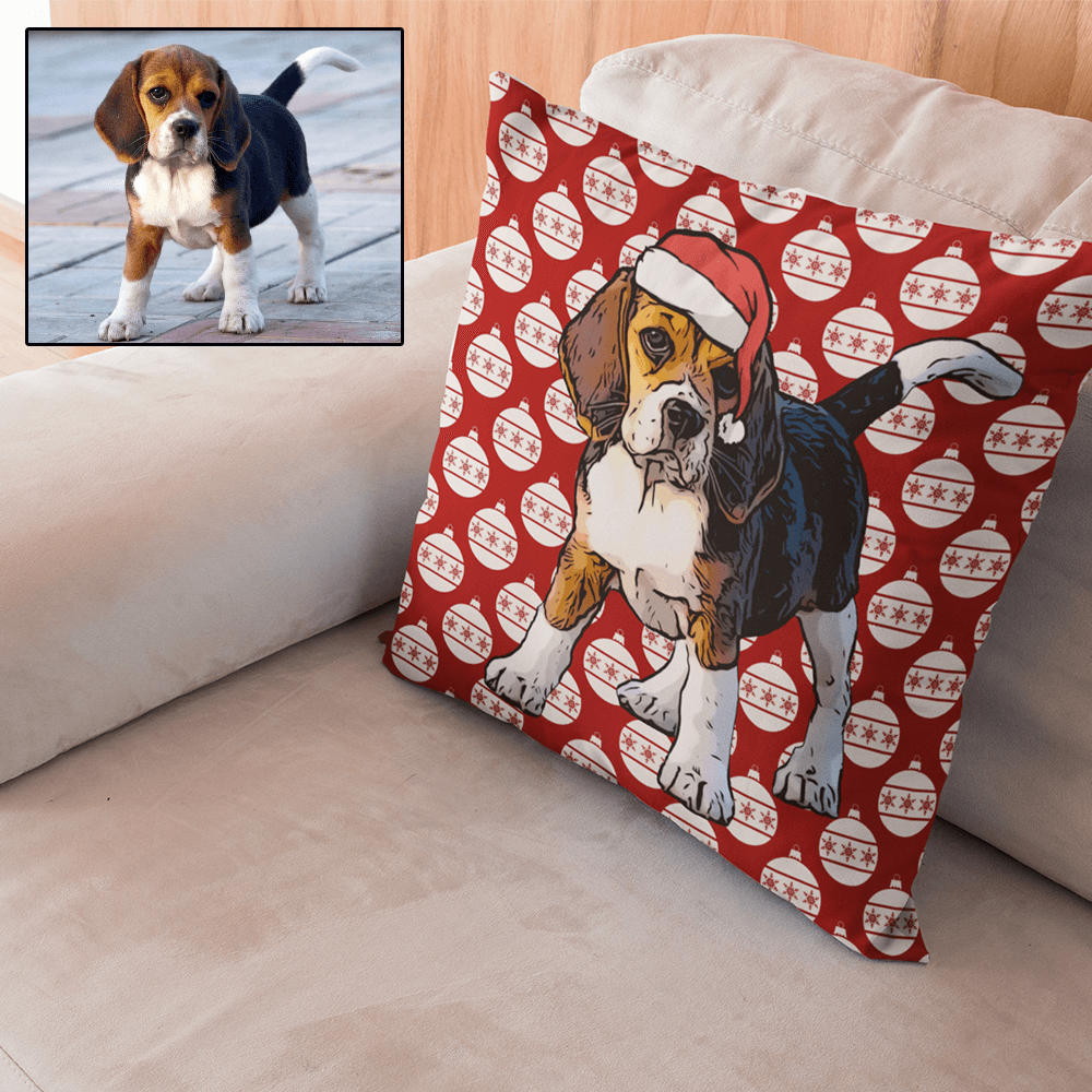 Christmas Cushion - Custom Oil Painting Christmas Cushion Of Your Pet