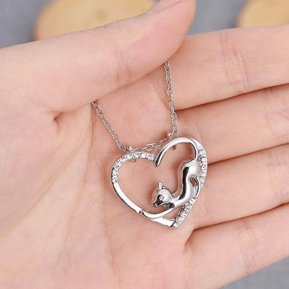 Necklace - Cat And Heart Necklace