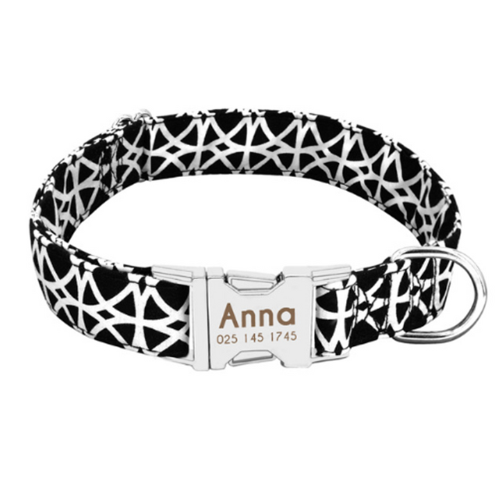 Black And White Personalised Pet Collar