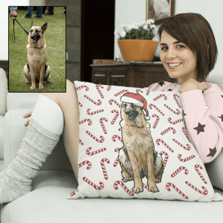 Christmas Cushion - Custom Oil Painting Christmas Cushion Of Your Pet