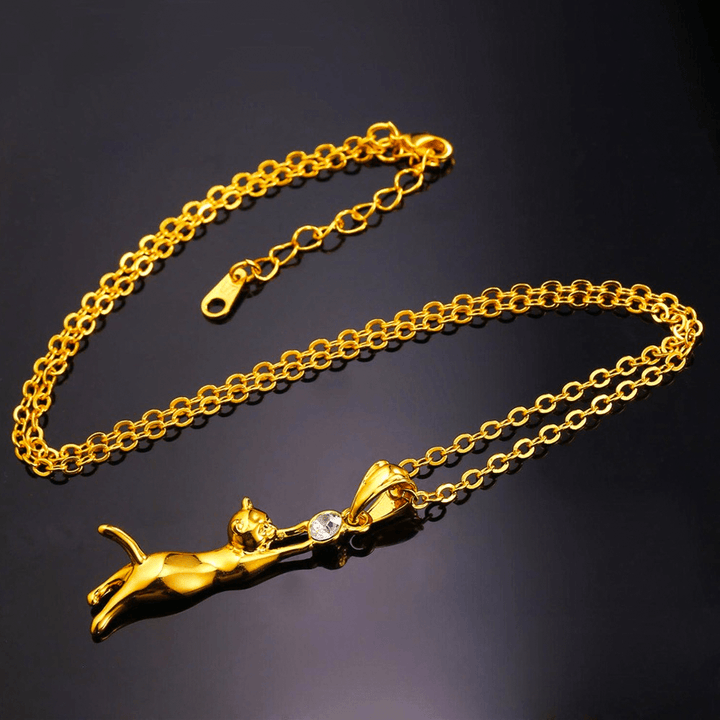 Necklace - Hanging Cat Necklace - Gold