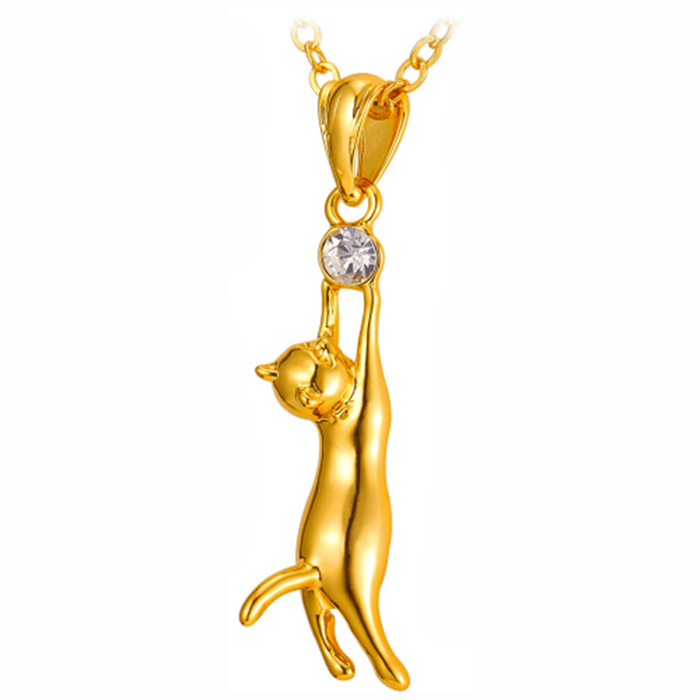 14895 - Silver (925) gold-pated necklace cat with white zirconias - -  Silver Jewelry - Necklaces with zirconia - Jewelry Wholesale On-line  Sentiell