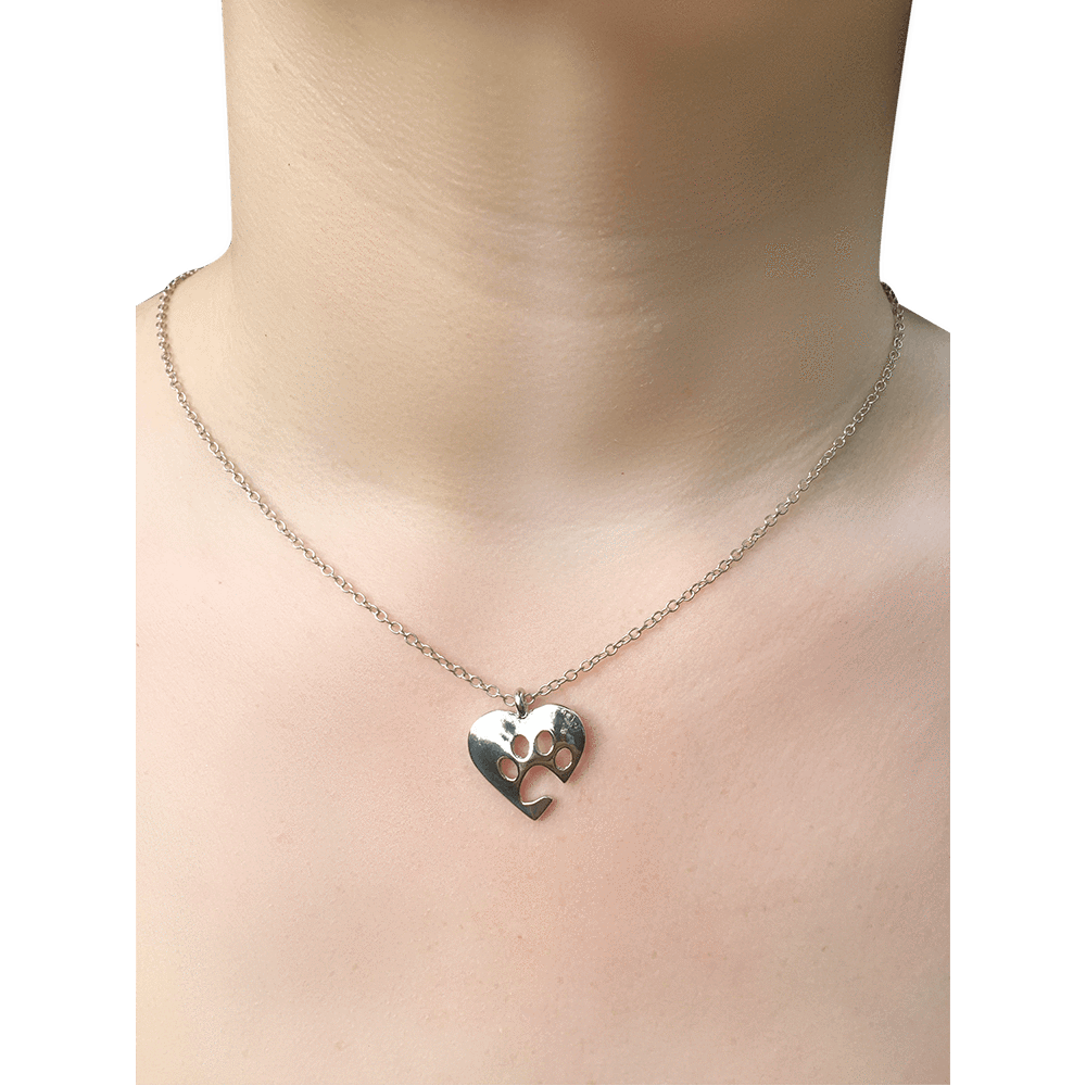 Necklace - I Love Paws Necklace - Silver