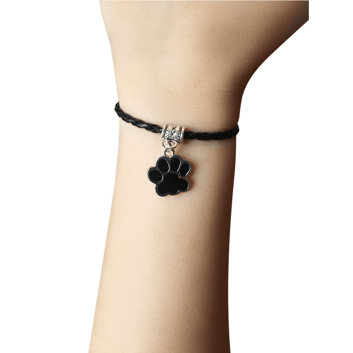 Leather Bracelet - Paw Leather Bracelet In Black