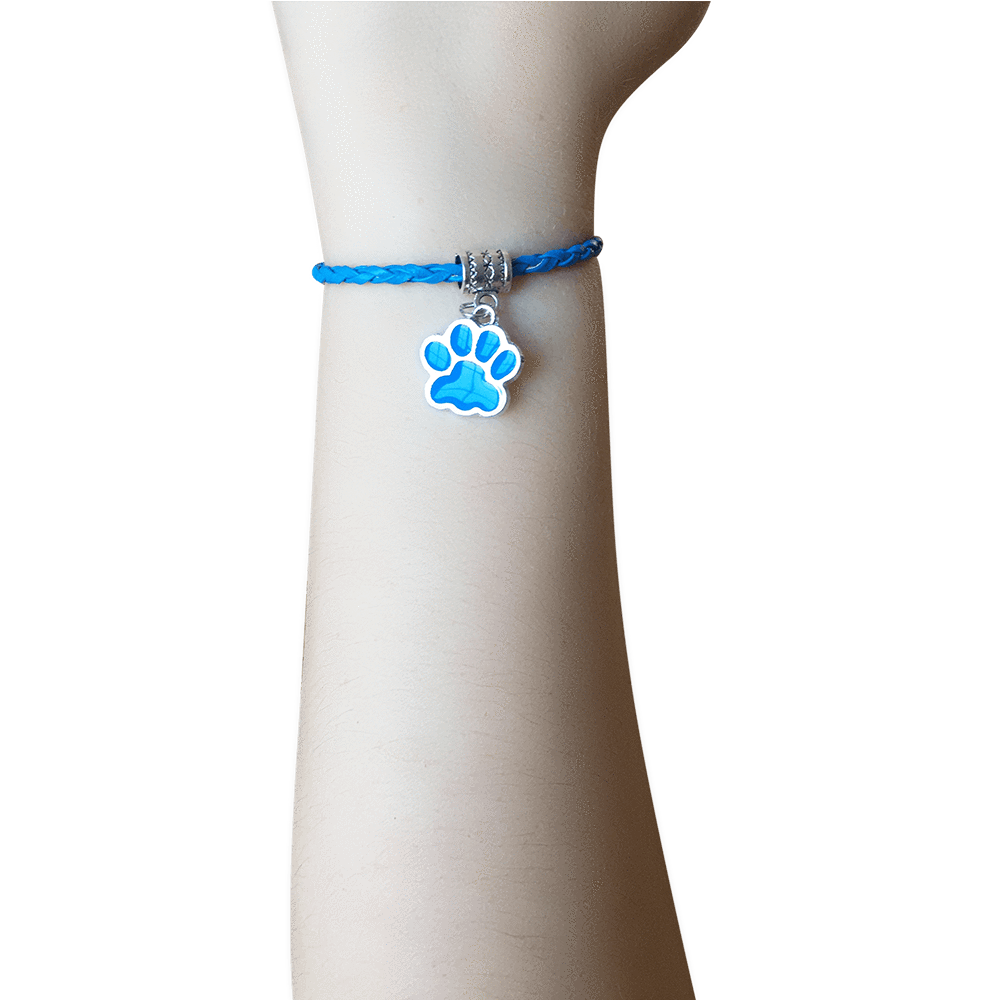 Leather Bracelet - Paw Leather Bracelet In Blue