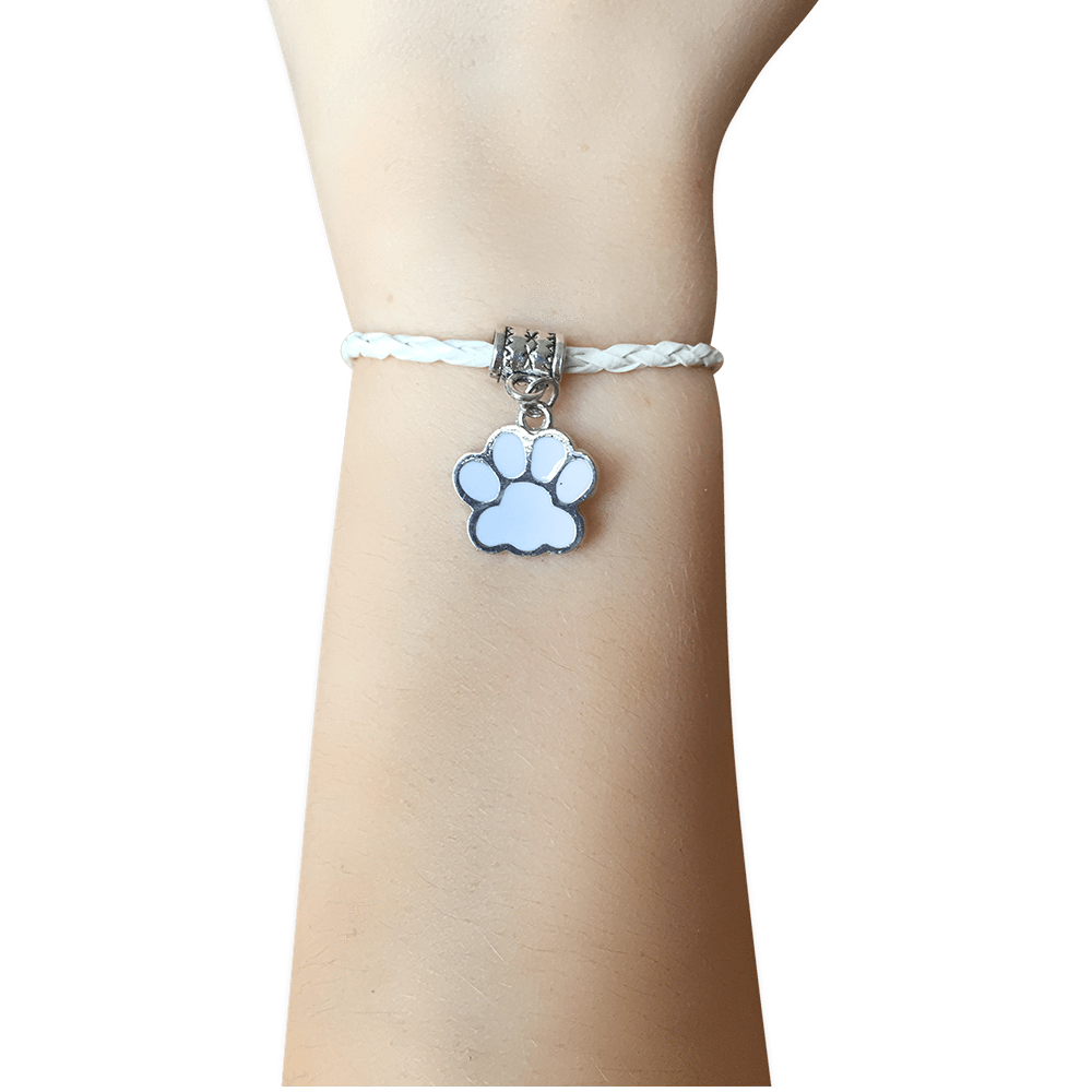 Leather Bracelet - Paw Leather Bracelet In White