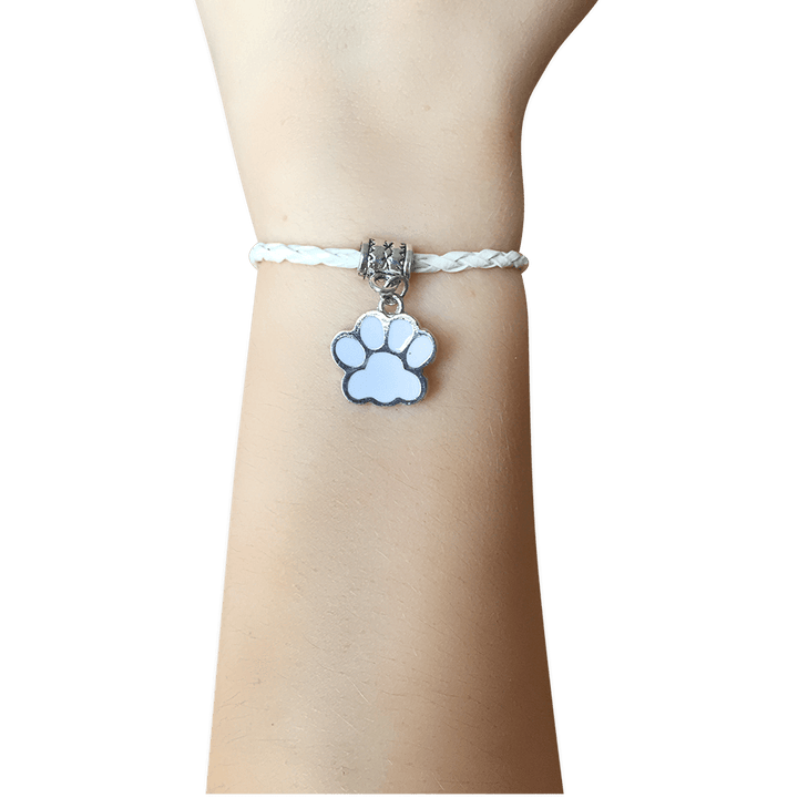 Leather Bracelet - Paw Leather Bracelet In White