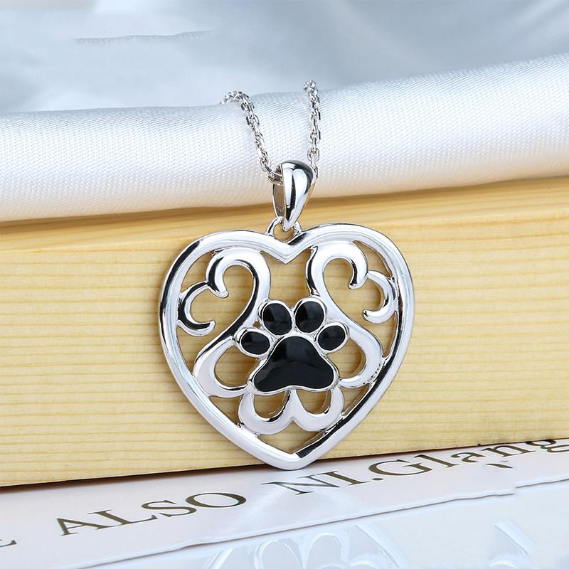 Paw Print Sterling Silver Necklace | Adjustable Chain Necklace