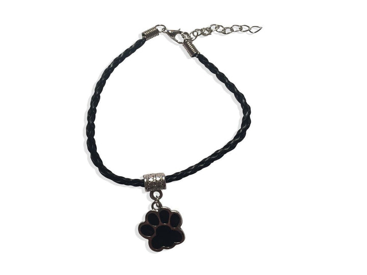 Leather Bracelet - Paw Leather Bracelet In Black