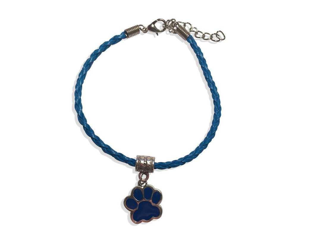 Leather Bracelet - Paw Leather Bracelet In Blue