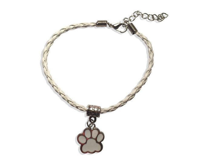 Leather Bracelet - Paw Leather Bracelet In White