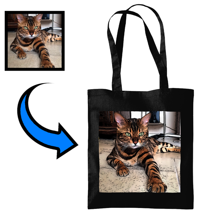 Hand-Drawn Pet Photo Tote Bag