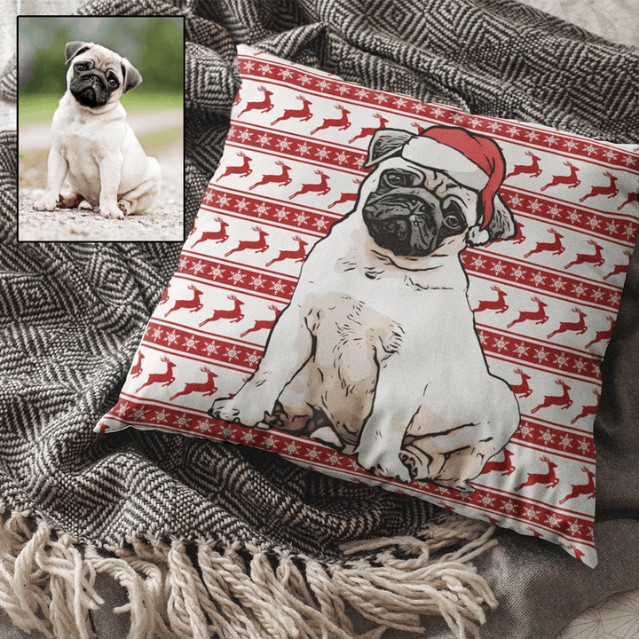 Christmas Cushion - Custom Oil Painting Christmas Cushion Of Your Pet