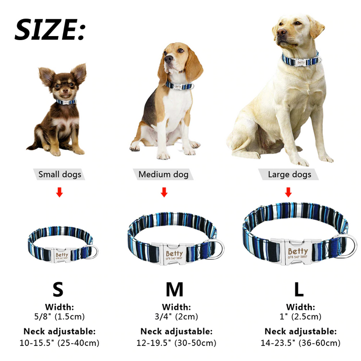 Black And White Personalised Pet Collar